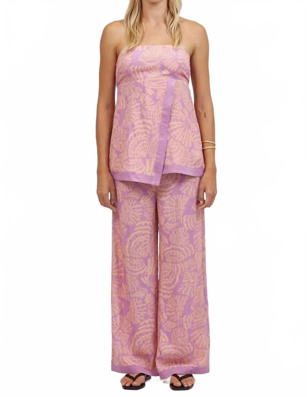 NEW A.REN coquille print strapless top in pink
